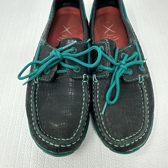 Twisted X Women's Black Crocodile Print Leather Moccasin Shoes 7M - Picture 3 of 12